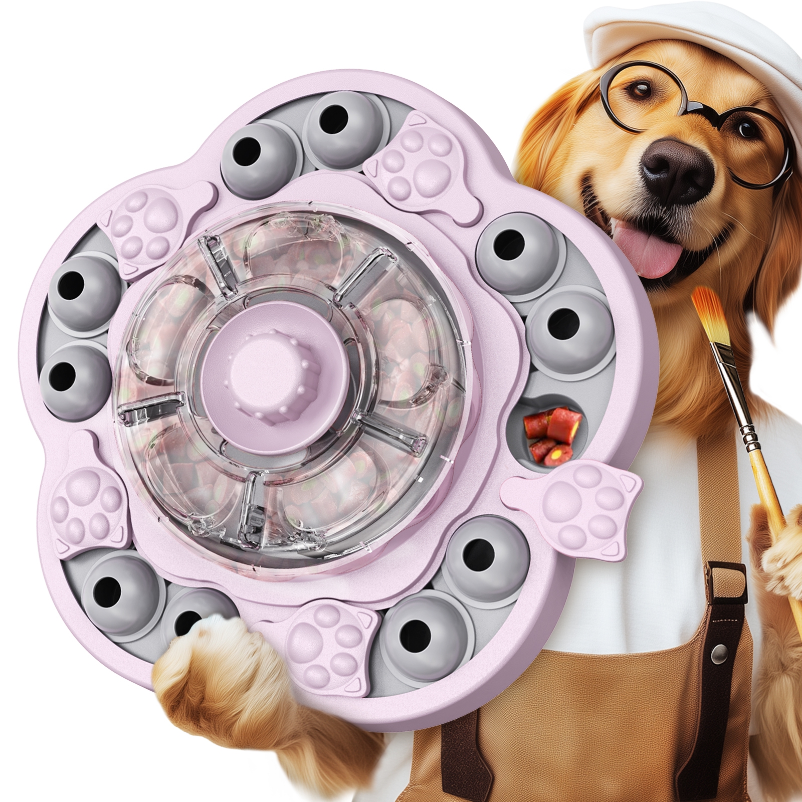 KADTC 3 Levels IN 1 Dog Puzzle Feeder Spin-to-Release Treat Dispenser Toy