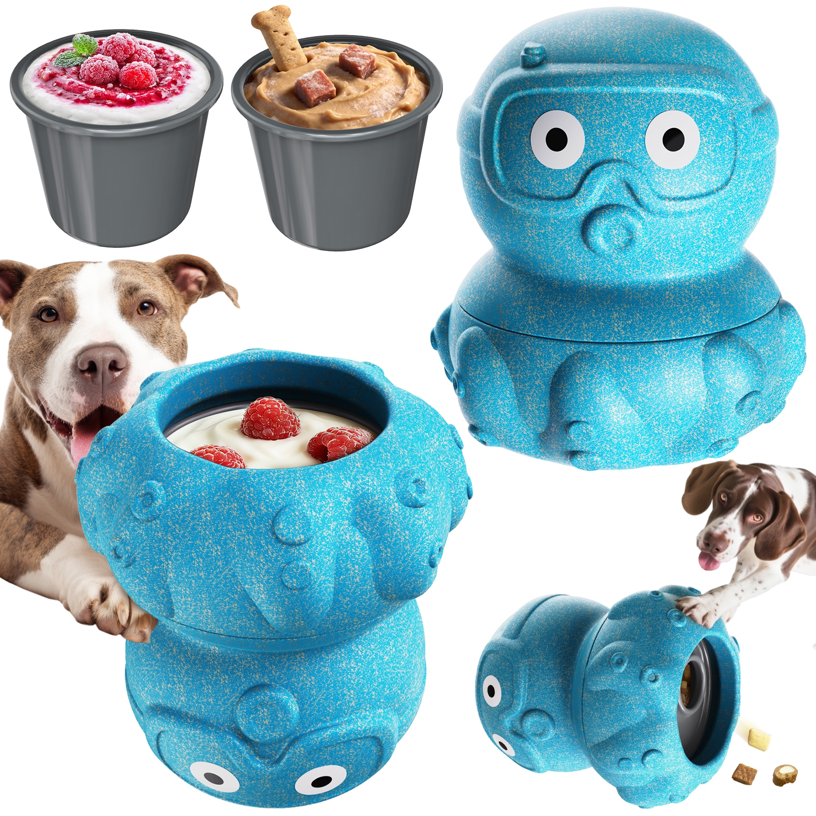 KADTC ALL IN ONE 3 in 1  Octopus Durable Fillable & Freeze & Treat Dispenser Chew Dog Toy