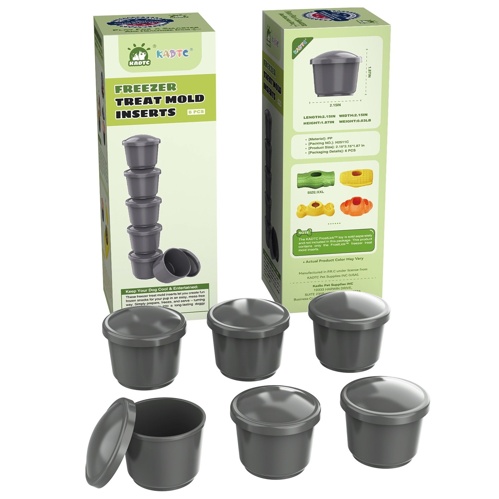 KADTC Dog Lick Toy Freezer Treat Mold Inserts (6-Pack) 