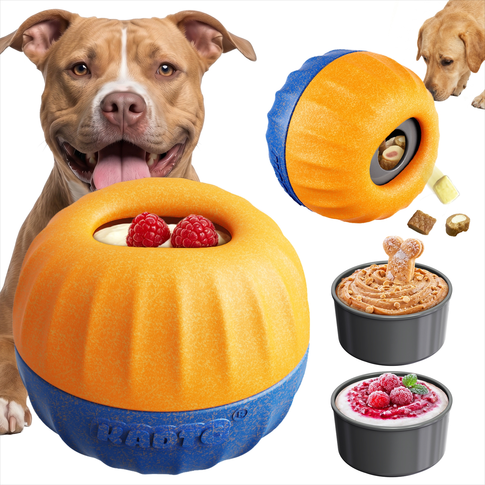 KADTC 3-in-1, L Size Dog Enrichment Toy Fillable & Freeze & Treat Dispenser & Chew