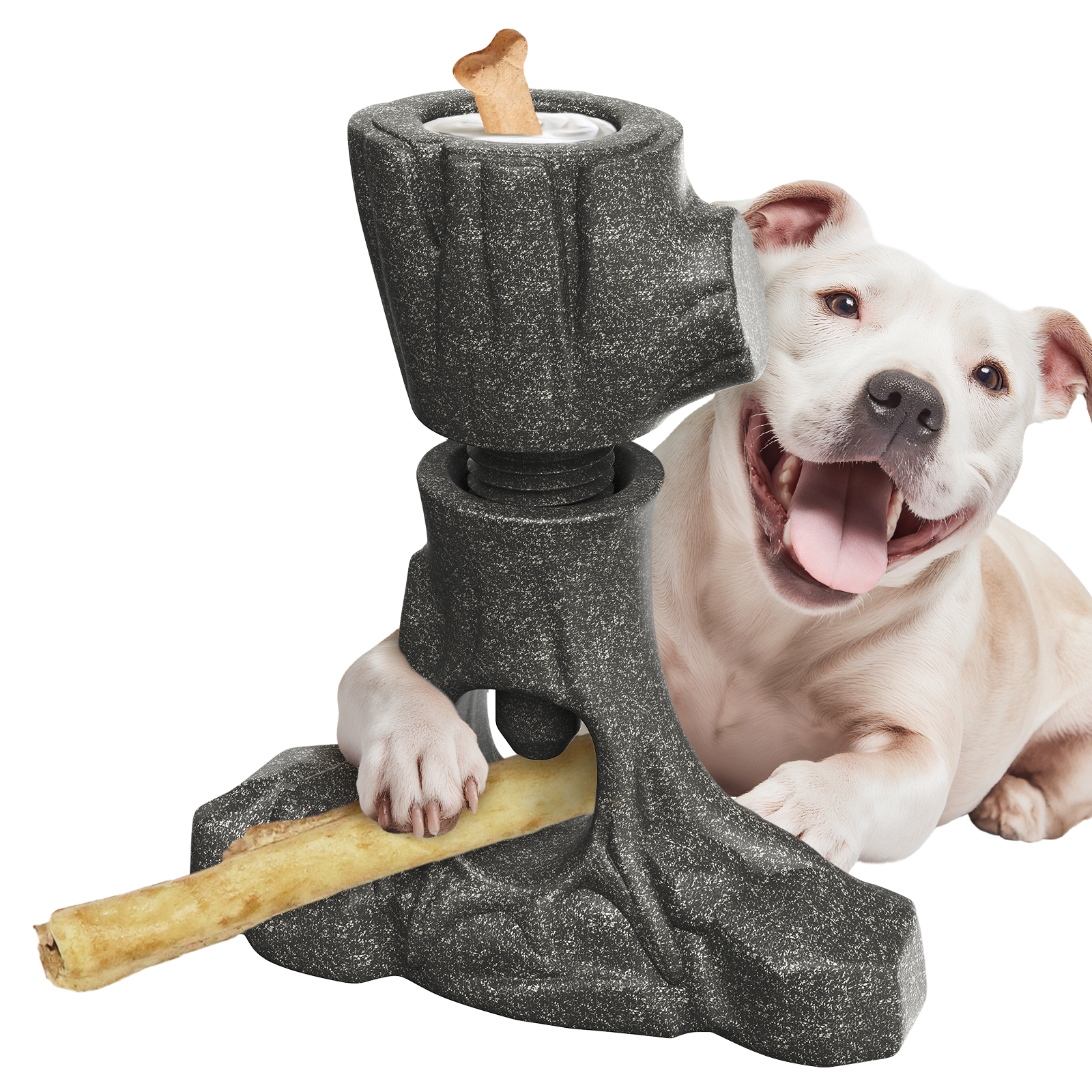 KADTC 3 in1 Durable Bully Stick Holder & Chew & Fillable Toys